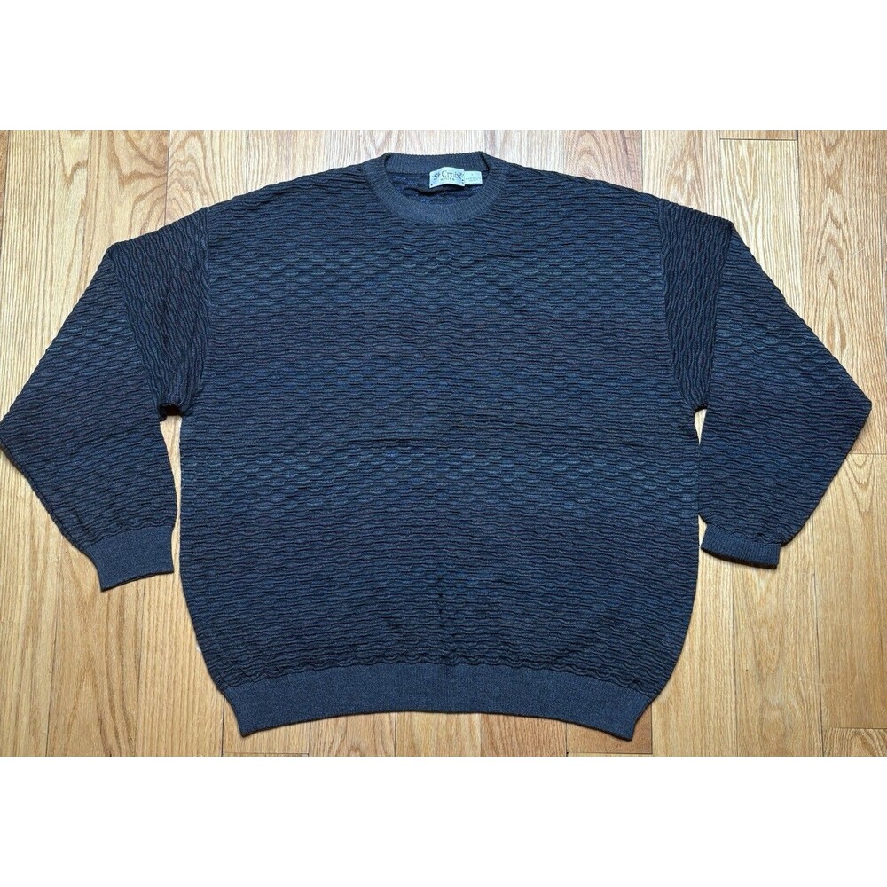 St. Croix Wool Blend Sweater Men's LARGE Blue Colorful Retro Made in USA Coogi